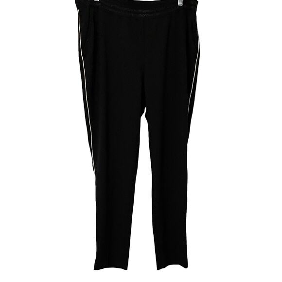 EUGEN KLEIN STRAIGHT LEG PULL-ON PANTS, WOMENS, 18-BLACK - GOLDTONE SIDE STRIPES - Picture 1 of 10